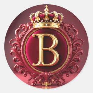 Sticker Rond Grand monogramme B sur velours rouge