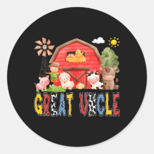 Sticker Rond Grand Oncle Ferme de Vache Rouge Garçon d'Annivers