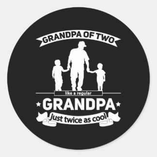 Sticker Rond Grand-Père De Deux Grands-Fils Grand-Père Carrée G
