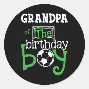 Sticker Rond Grand-père du garçon d'anniversaire Footballeur Co