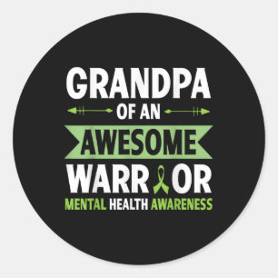 Sticker Rond Grand-Père D'Un Awesome Guerrier Mentale Défenseur