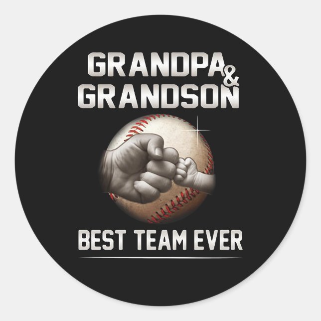 Sticker Rond Grand-père Et Grand-fils Meilleure Équipe Jamais (Devant)