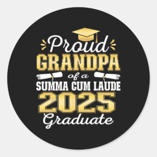 Sticker Rond Grand-père fier 2025 Summa Cum Laude Cl 2025 Gradu