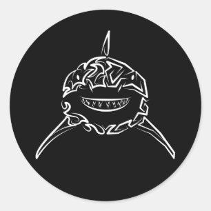 Sticker Rond Grand requin blanc de la tribu noire et blanche