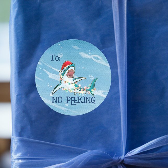 Sticker Rond Grand requin blanc Océan Non Pékin (Créateur téléchargé)