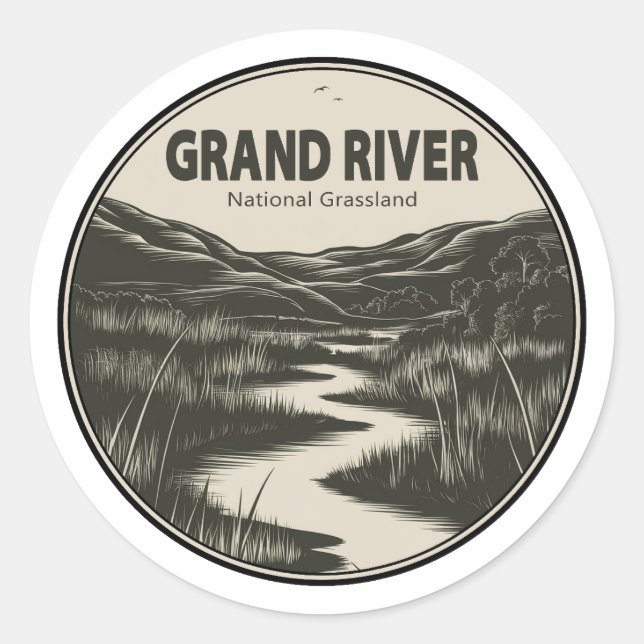 Sticker Rond Grand River National Grassland Stream (Devant)