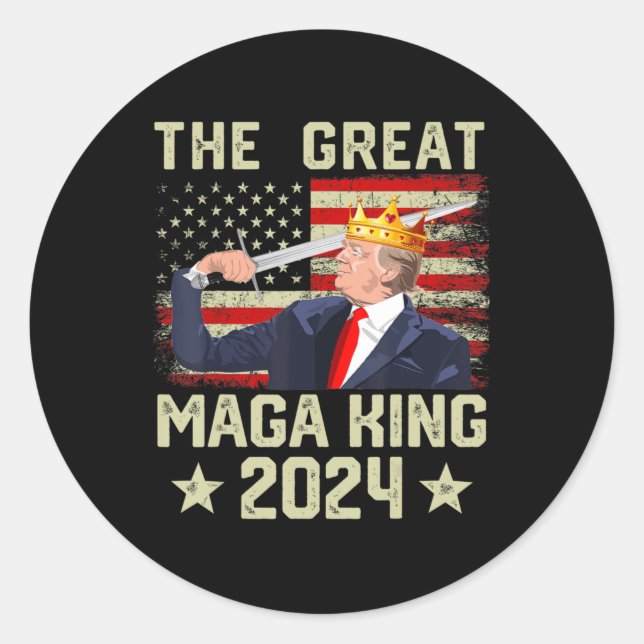 Sticker Rond Grand Roi Trump Biden politique Ultra Mega P (Devant)