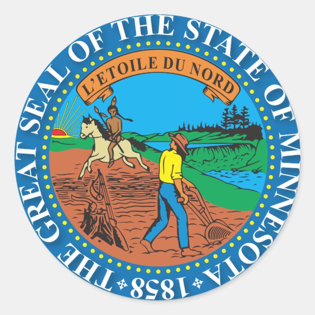 Sticker Rond Grand sceau de l'état du Minnesota (Devant)