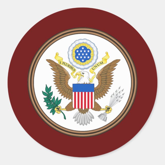 Sticker Rond Grand Sceau Des États-Unis (Devant)