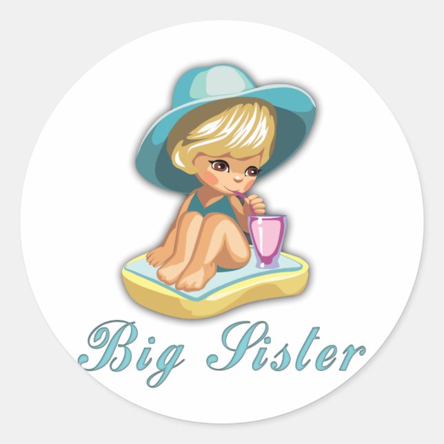 Sticker Rond Grand Soeur de plage (Devant)