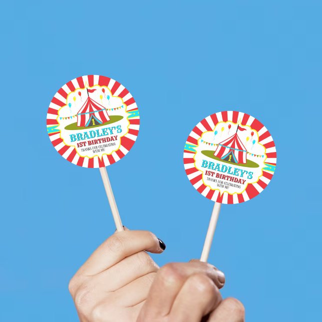 Sticker Rond Grand Top Carnaval de cirque 1er anniversaire (Créateur téléchargé)