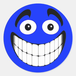 Sticker Rond Grand visage gris bleu