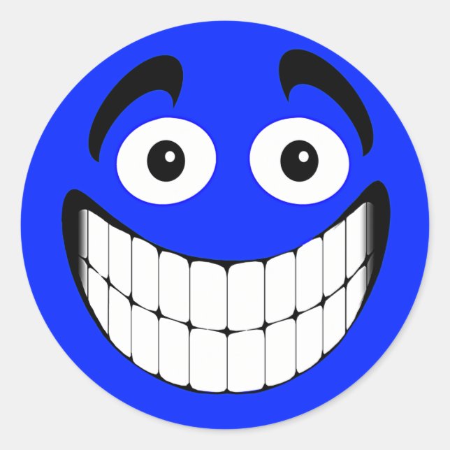 Sticker Rond Grand visage gris bleu (Devant)