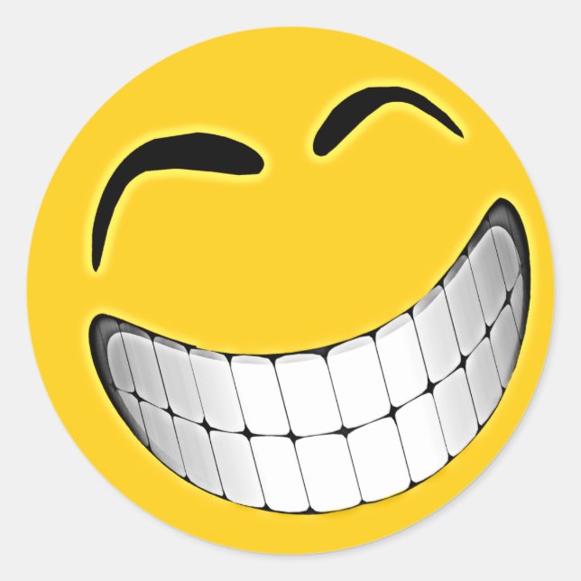 Sticker Rond Grand visage gris jaune (Devant)