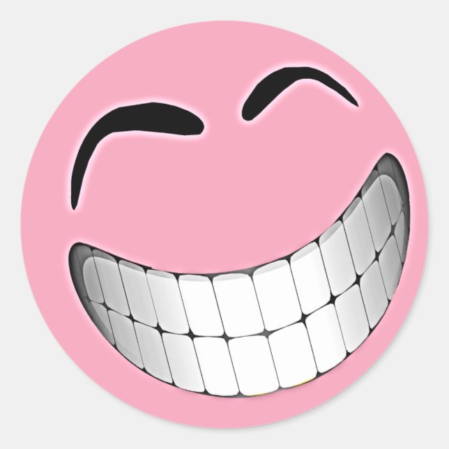 Sticker Rond Grand Visage rose Gris (Devant)