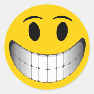 Sticker Rond Grand visage souriant jaune