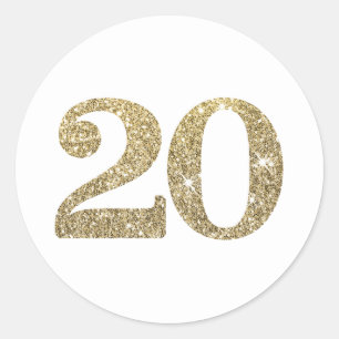 Sticker Rond GRANDE ÂGE NUMÉRO moderne 20 parties scintillant o