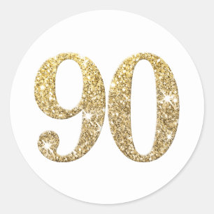 Sticker Rond GRANDE ÂGE NUMÉRO moderne 90 parties scintillant o