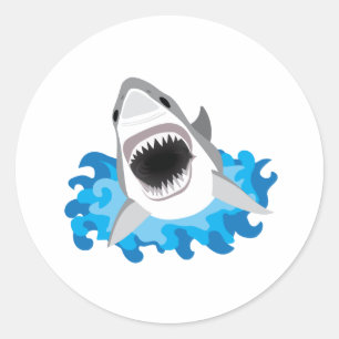 Sticker Rond Grande attaque de requin blanc