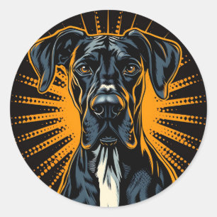Sticker Rond Grande Danse dans le style comique rétro
