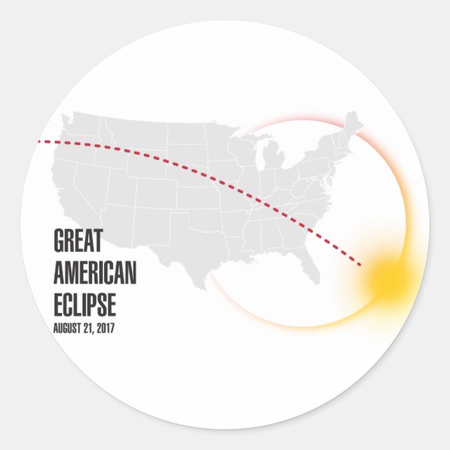 Sticker Rond Grande Éclipse solaire américaine 2017 (Devant)