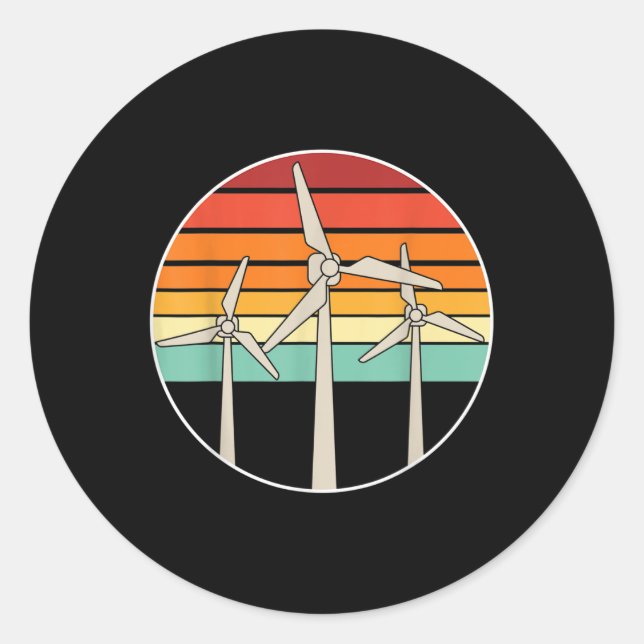 Sticker Rond Grande éolienne d'énergie renouvelable Environ (Devant)