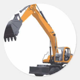 Sticker Rond Grande excavatrice de Bagger