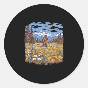 Sticker Rond Grande fleur de marguerite de Bigfoot vintage forê