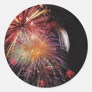 Sticker Rond Grande nuit des feux d'artifice