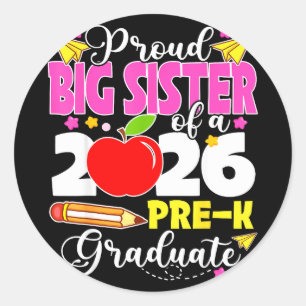 Sticker Rond Grande sœur fière de mères de diplômés de pré-mate