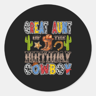 Sticker Rond Grande tante de l'anniversaire cowboy western anni