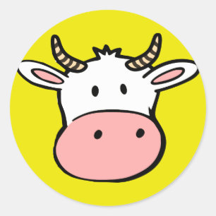Sticker Rond Grande vache flairée à bande dessinée