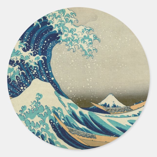 Sticker Rond Grande vague au large de Kanagawa & Art japonais / (Devant)