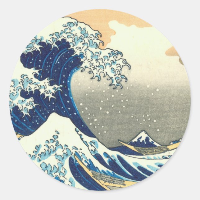 Sticker Rond Grande vague de Hokusai (Devant)