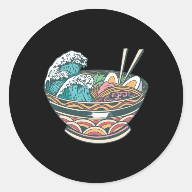 STICKER ROND GRANDE VAGUE RAMEN (Devant)