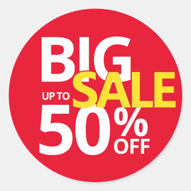 Sticker Rond GRANDE VENTE jusqu'à 50% SUR CINQUANTE PME Classi (Devant)