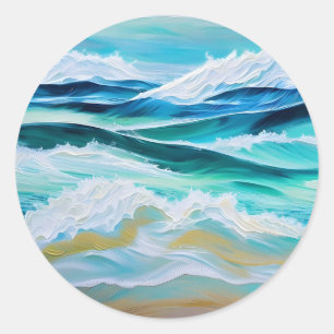 Sticker Rond Grandes et belles vagues en mer