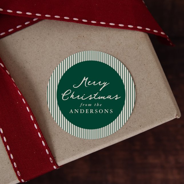 Sticker Rond Grandes vertes modernes Joyeux Noël (Créateur téléchargé)