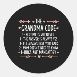 Sticker Rond Grandma Code Grand-mère drôle