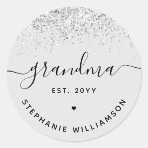 Sticker Rond Grandma Est Parties scintillant Confetti Cadeaux G