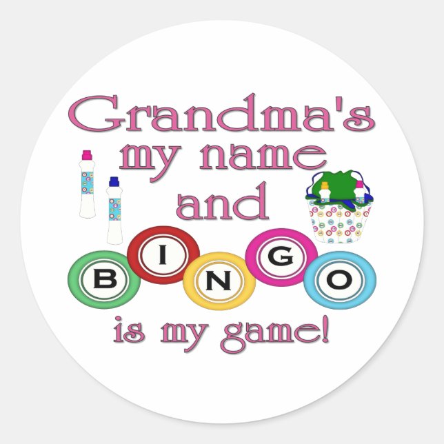 Sticker Rond Grandmas mon nom Bingo est mon jeu (Devant)