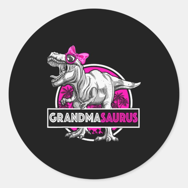 Sticker Rond Grandmasaurus T-rex Matching Funny Grandma Saurus  (Devant)