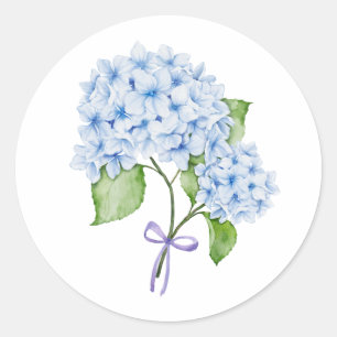 Sticker Rond Grandmillenial fleuri hydrangea arc bleu preppy