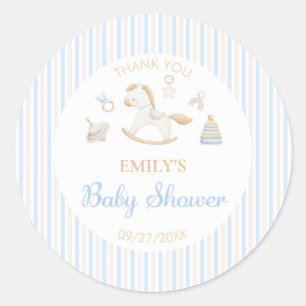 Sticker Rond Grandmillennial Cheval à Bascule Baby Garçon Showe
