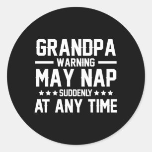 Sticker Rond Grandpa Napg Grand-pa Nap Grand-père Avertissement
