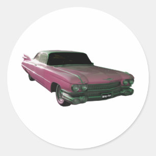 Sticker Rond Grands ailerons 1959 roses de Caddilac
