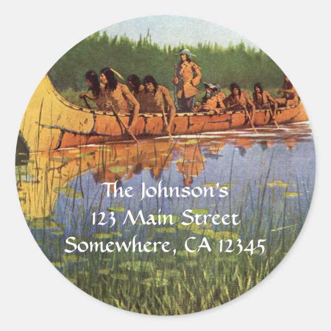 Sticker Rond Grands explorateurs par Remington, Pionniers Vinta (Devant)