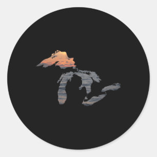 Sticker Rond Grands Lacs au-dessus du lac Supérieur