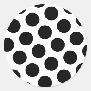 Sticker Rond Grands pois blancs et noirs