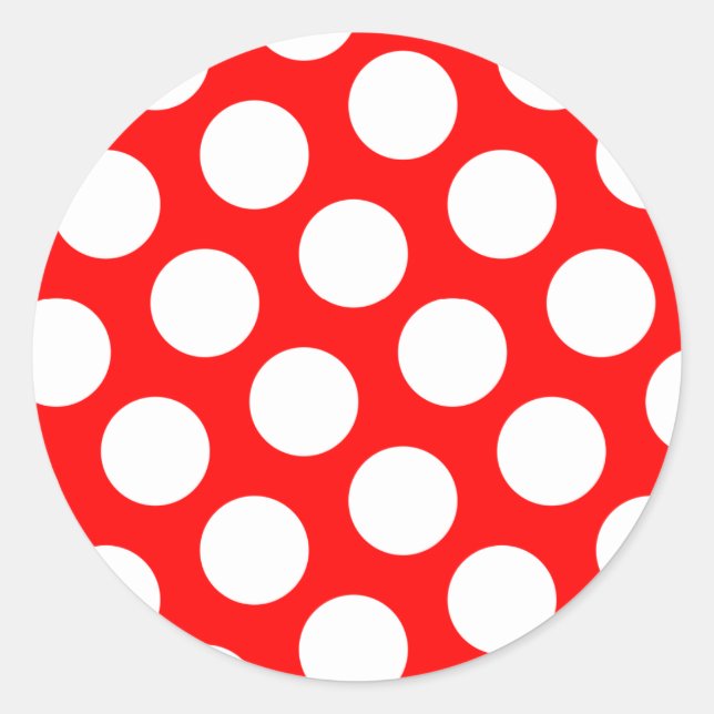 Sticker Rond Grands Pois rouges et blancs (Devant)